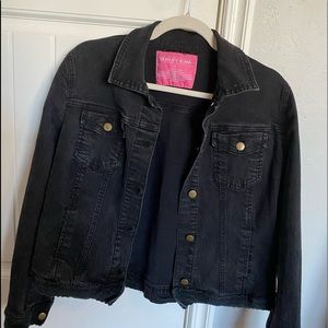 Large black denim jean jacket